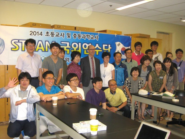School of Education Dean, Harold Levine, welcomes the Korean educators.