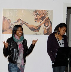Young women at Under-21 Open Mic