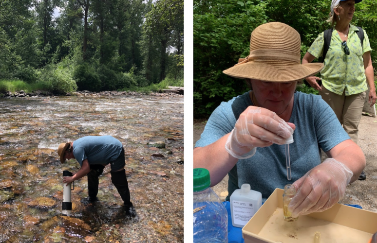 Researchers collect water samples