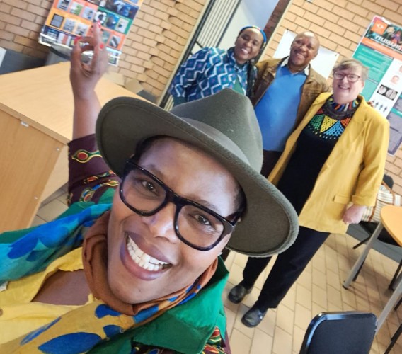 A selfie with colleagues at the University of Johannesburg.