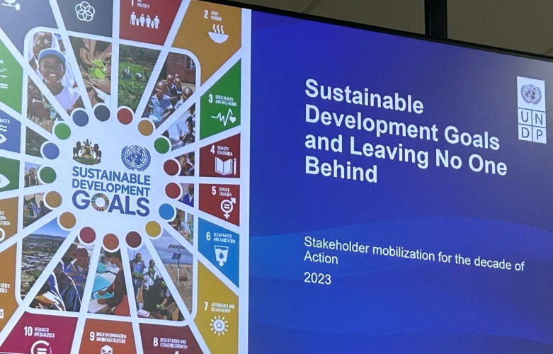 Slide of UN Sustainable development goals: Leave No one Behind