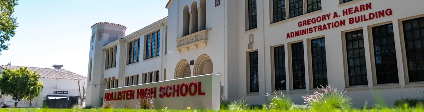 Front of Gregory A. Hearn Administration Building in San Benito HS District