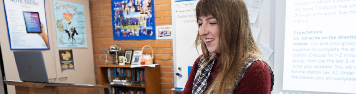 Credential student teaching high school English class