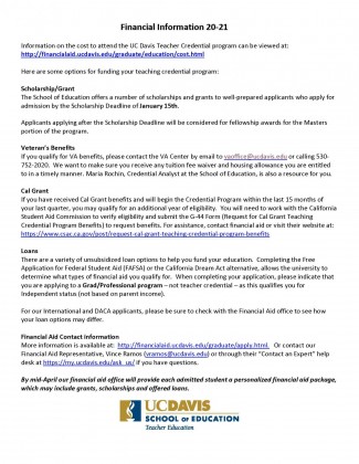 Fees And Financial Aid For Teaching Credential Uc Davis