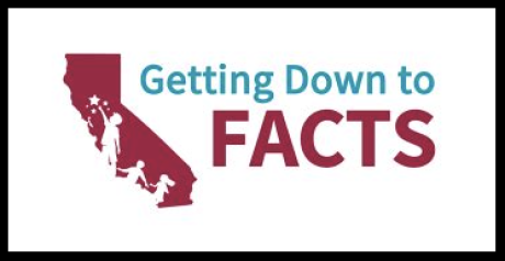 "Getting Down to Facts" with a silhouette image of California state.