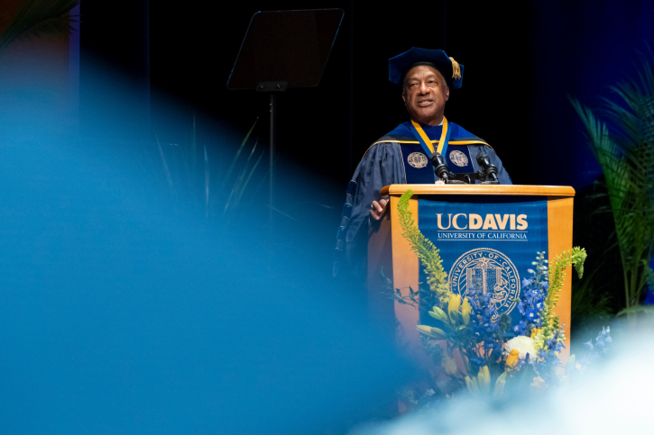 Chancellor May addresses the audience.