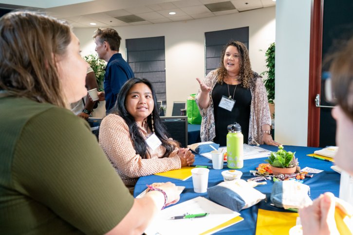 Rebecca Rosa talks to students