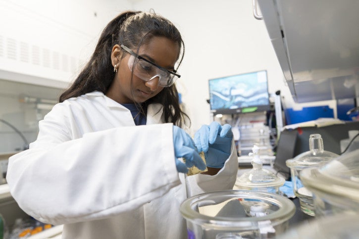 Anya works in the lab.