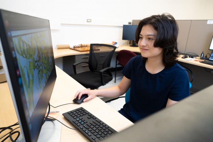 Valerie works on a computer