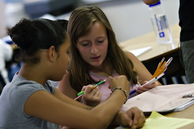 Two students working together