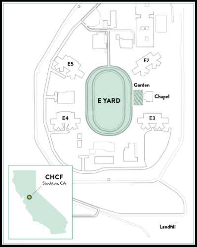 Diagram of the CHCF prison yard.