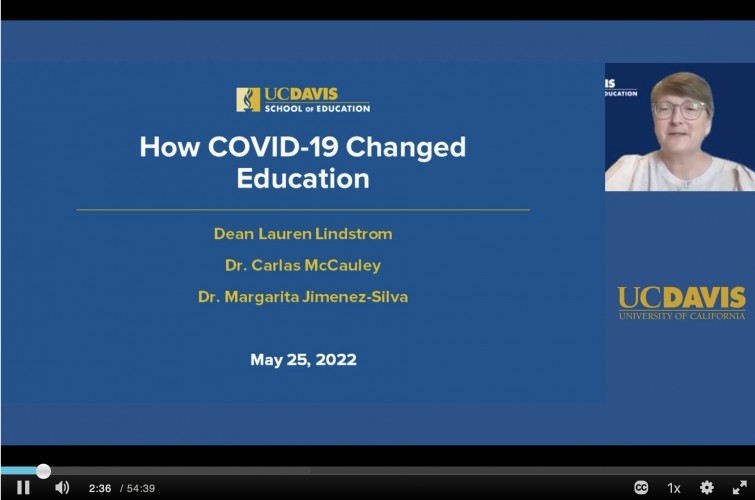 Powerpoint slide with "How has COVID-19 changed K-12 education?" 