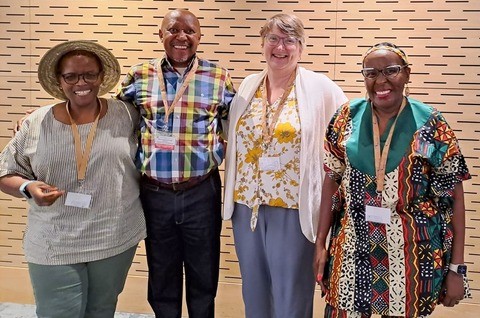 UC Davis School of Education Dean Lauren Lindstrom with  University of Johannesburg Prof. Maximus Sesotho and colleagues