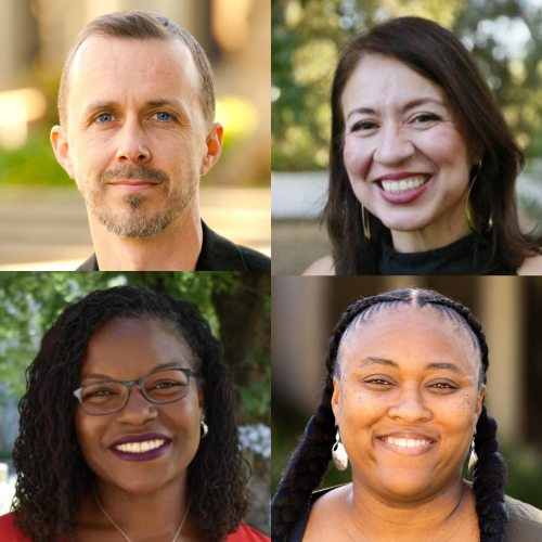 Clockwise from the upper left: Headshots of Anthony Albano, Elizabeth Montaño, Alexis Patterson Williams, and Faheemah Mustafaa.