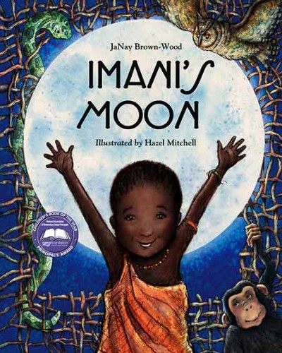 Illustrated cover of JaNay Brown-Wood's children's picture book, "Imani's Moon"