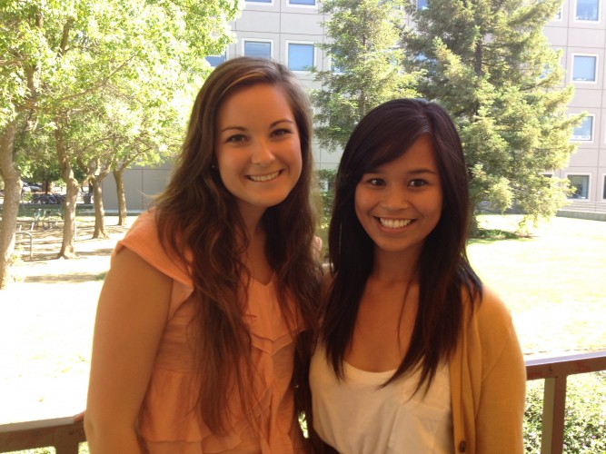 Mallorie McKinnon (left) & Jo Anne Lasola (right). Both women are student teaching 3rd grade and have been residents of Solano County.