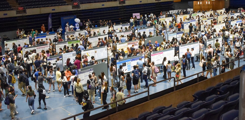 View of undergraduate research conference at UC Davis Pavilion
