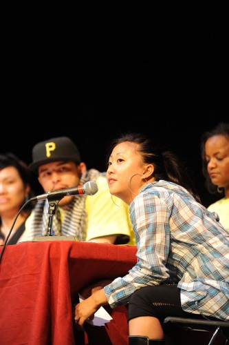 Participants performing at the 2009 Poetry Slam