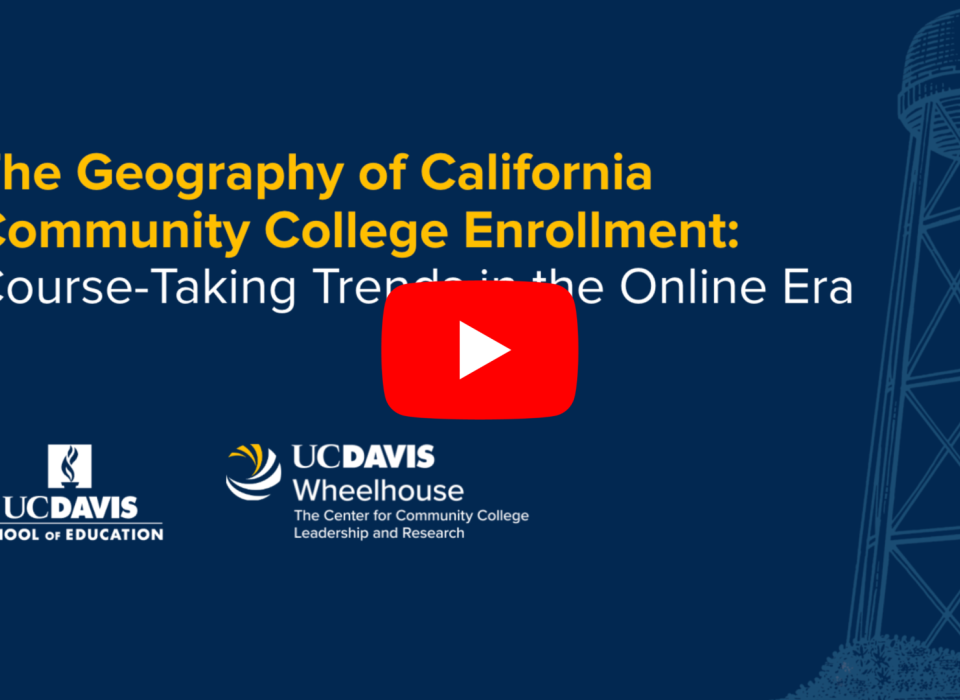 Presentation title slide that reads "The Geography of Community College Enrollment:  Course-Taking Trends in the Online Era."
