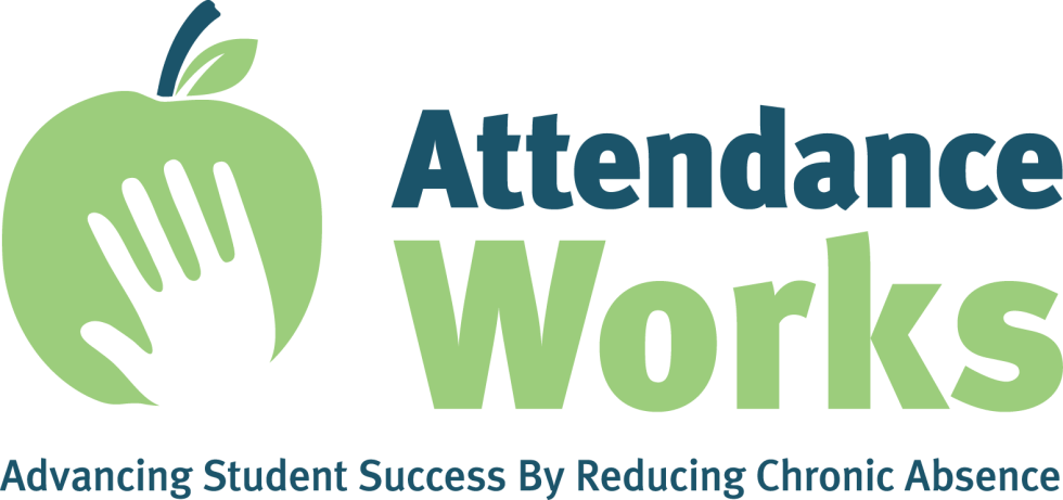 Attendance Works logo of a hand cutout on a green apple.