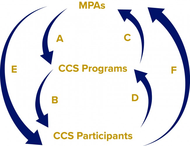 Cyclic representation of "feedback loops" between MPAs, CCS programs and CCS participants