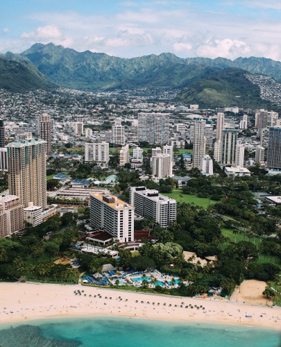 Aerial view of Waikiki Beach, Oahu