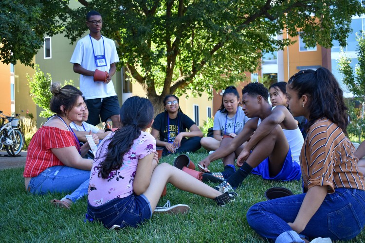 Upward Bound Sacramento-Solano students meet on the UC Davis campus during their summer residence program.