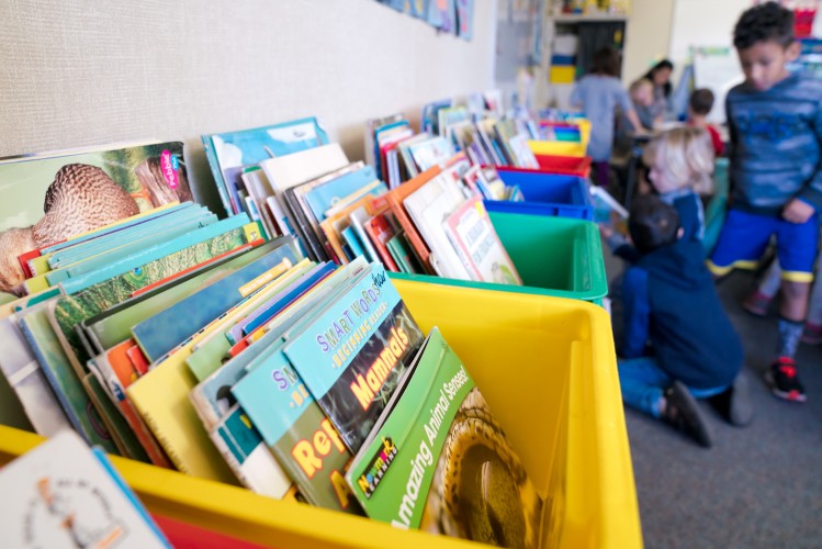 Books in a kindergarten classrooms