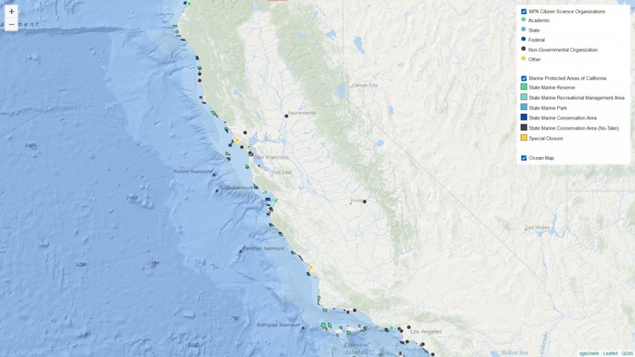 A Map of California's Marine Protected Areas and MPA Citizen Science Organizations