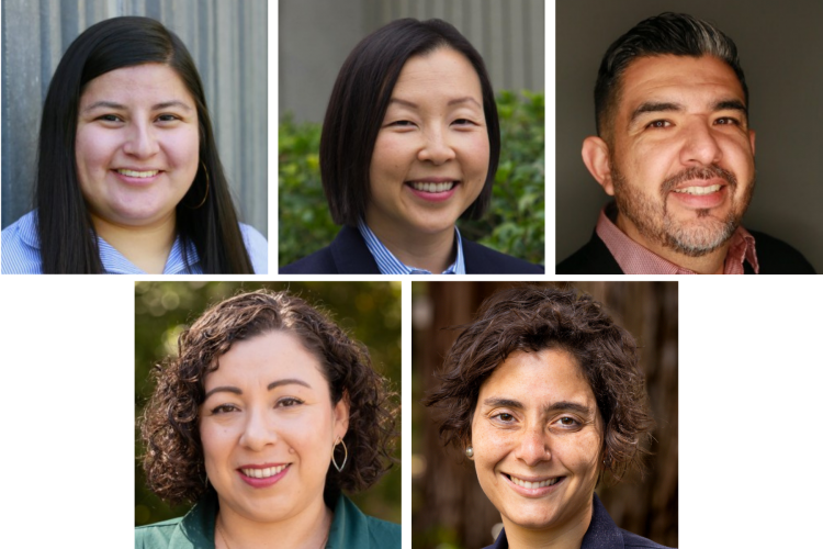 Portrait of Elizabeth Castro, Jennifer Higgs, Danny. C. Martinez, Claudia Rodriguez-Martinez, and Alicia Rusoja